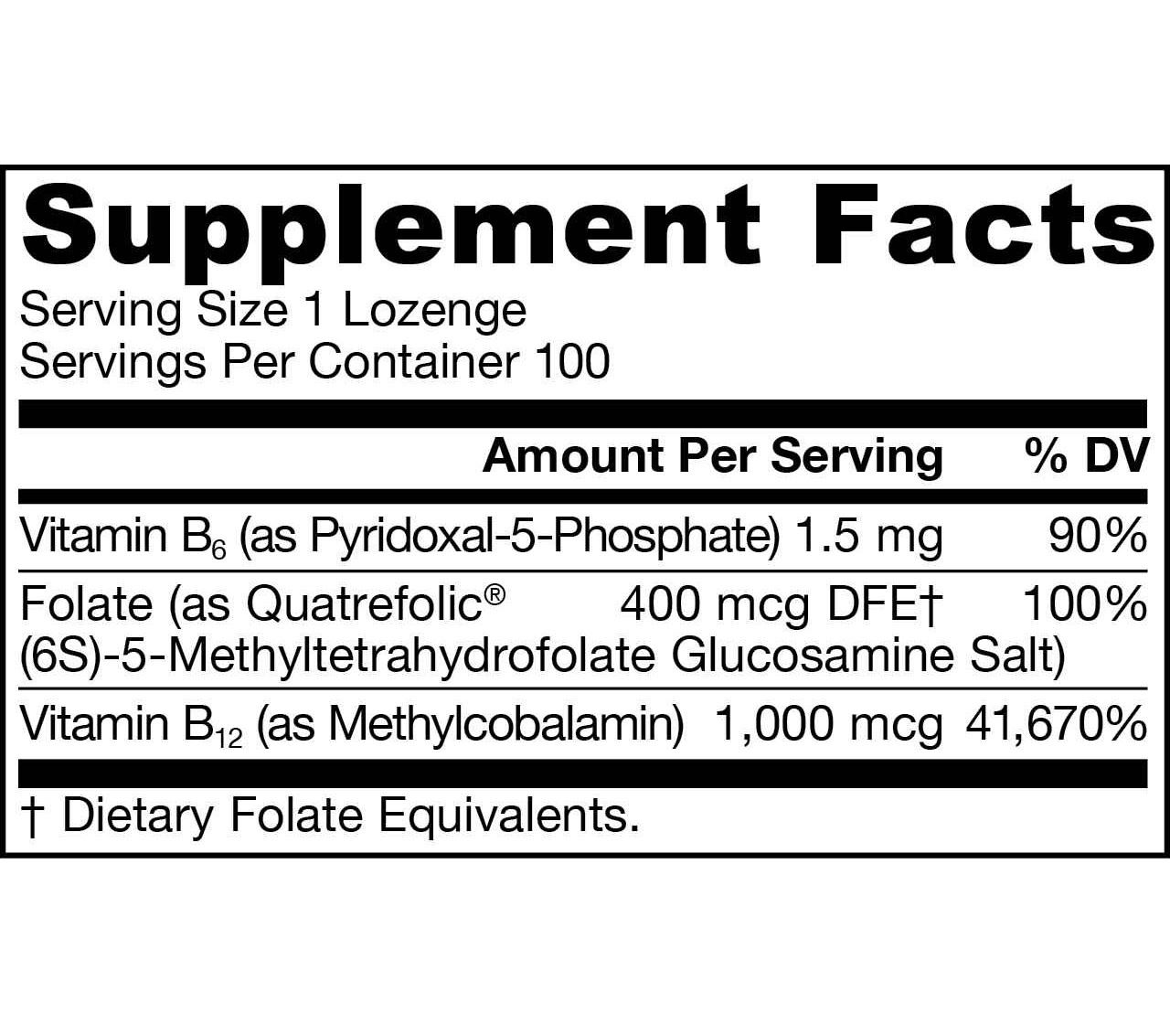 B Methyl B12 1mg & MethylFolate 400mcg + P5P (vit B6) 100 lozenges