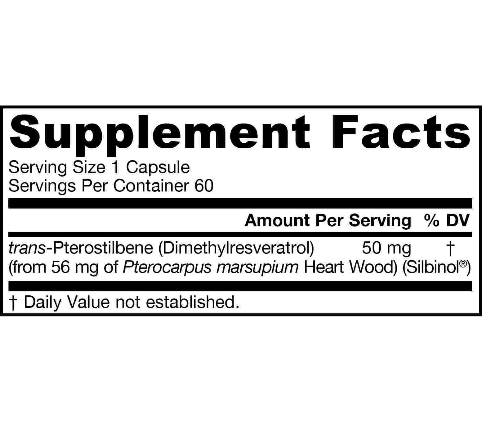 Pterostilbene 60 capsules werkzame stof in resveratrol Jarrow Formulas