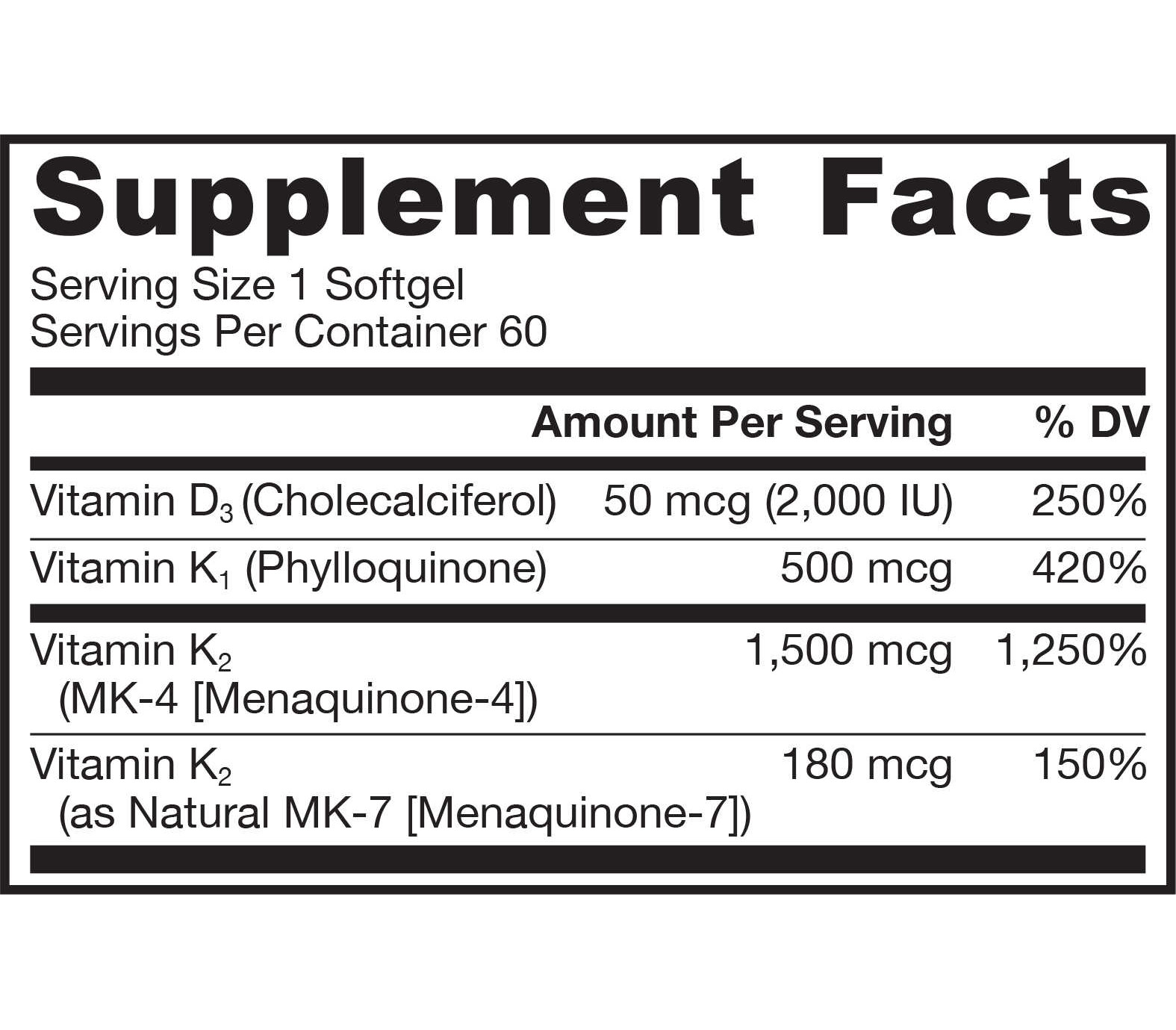 Kd K Right 60 Softgels K1 Mk 4 Mk 7 D3 Optimized Vitamin K Complex Jarrow Formulas