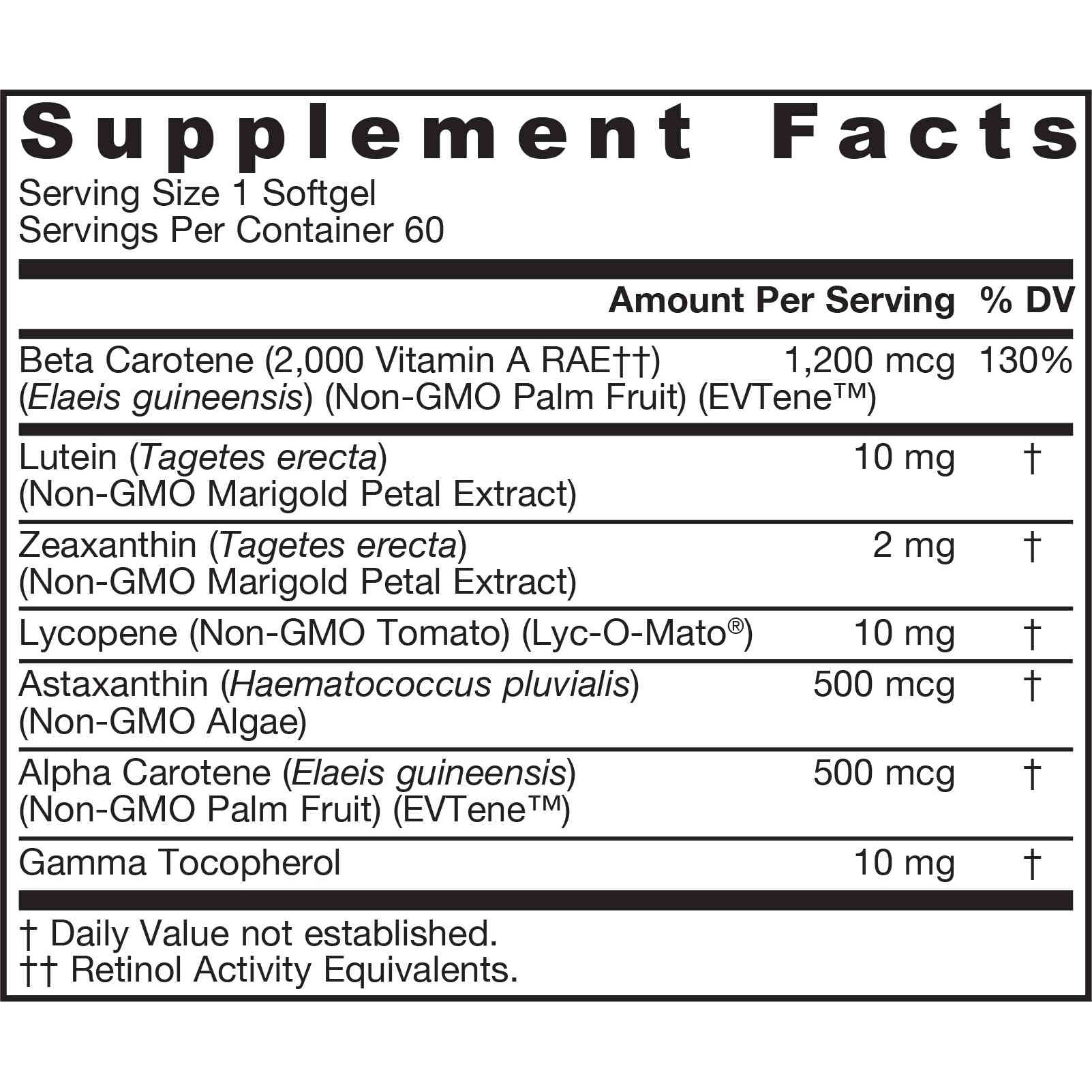 CarotenAll 60 softgels alphacarotene, astaxanthin, betacarotene