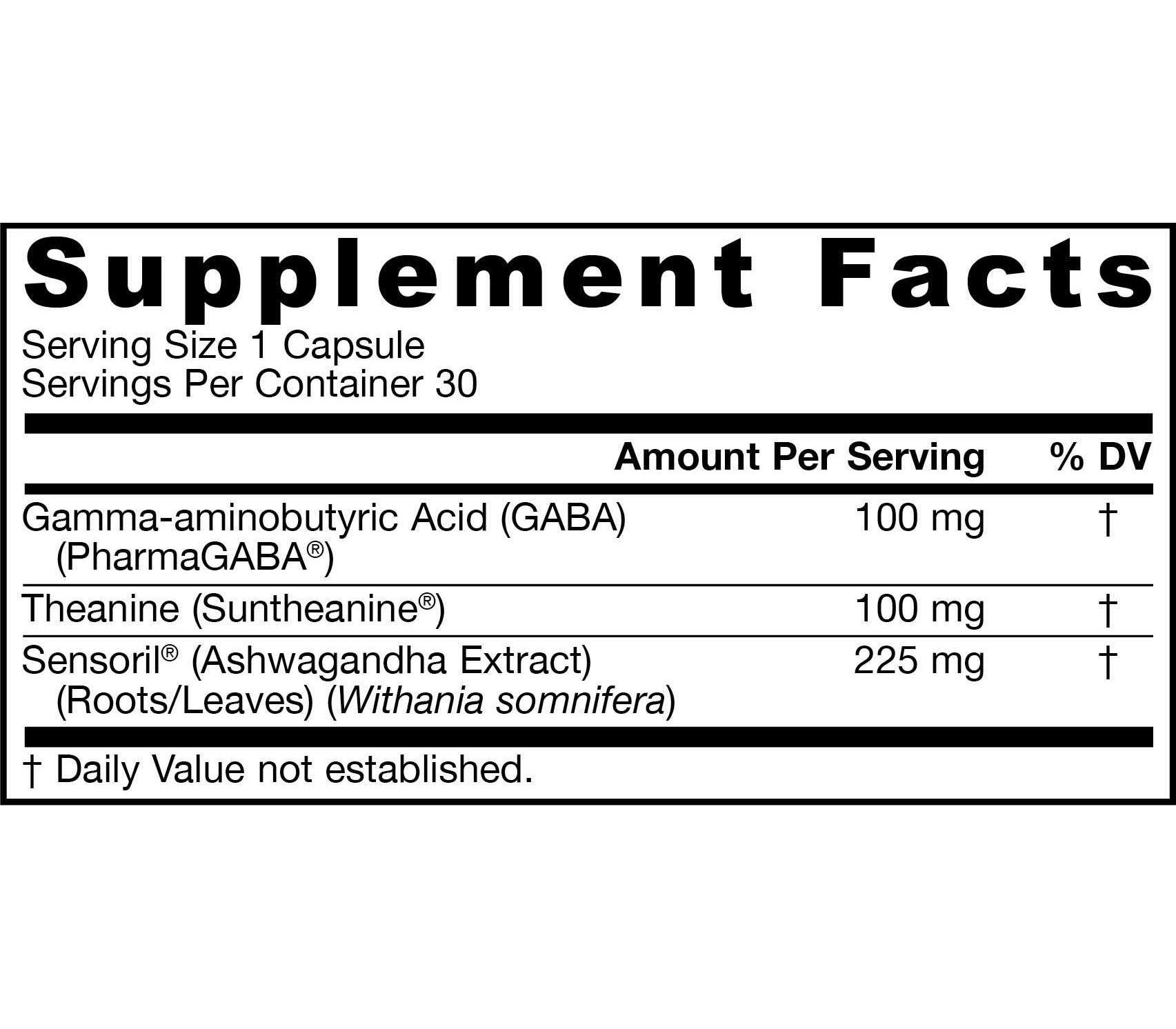 GABA Soothe 30 capsules GABA, theanine, ashwagandha Jarrow Formulas