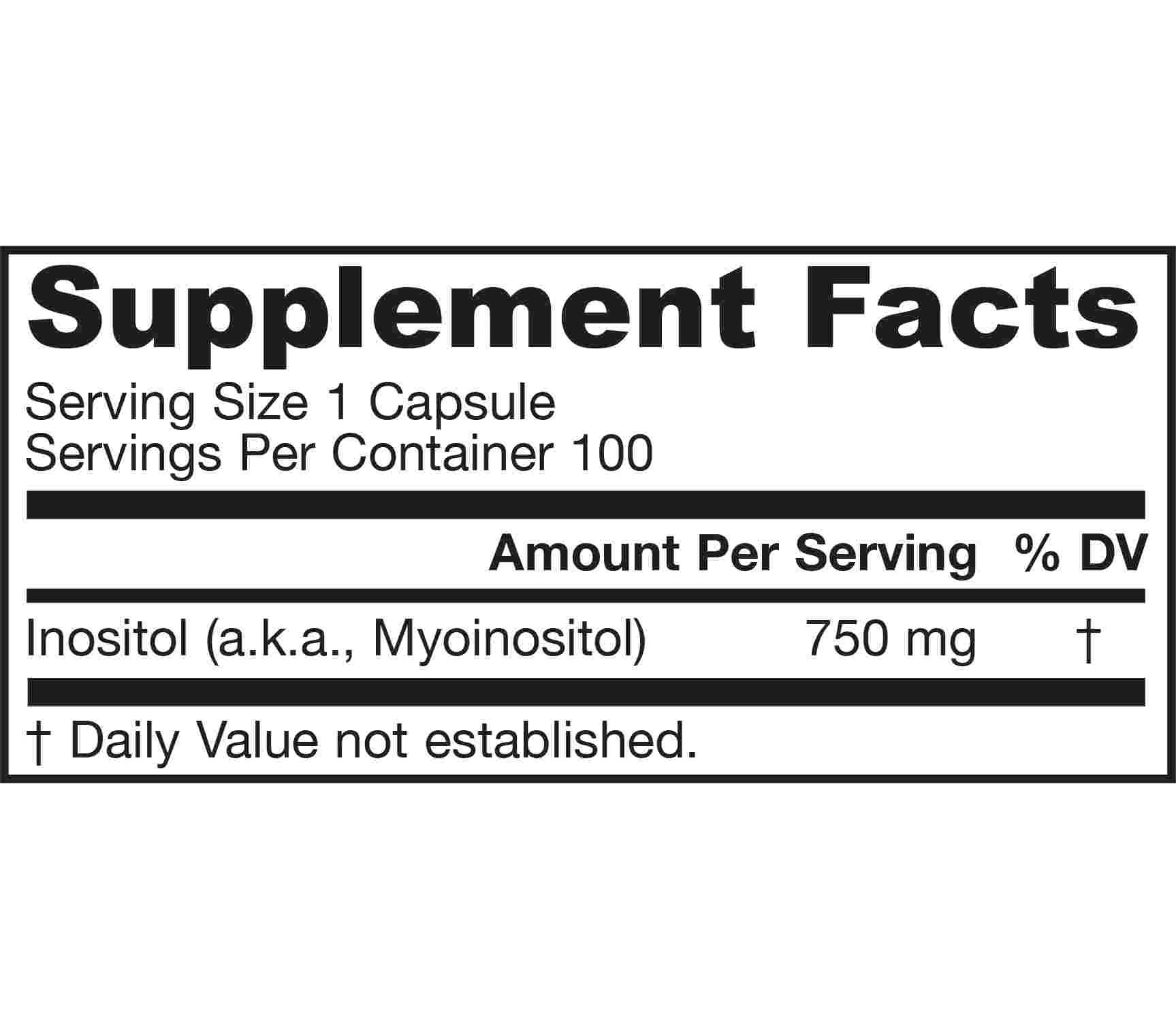 Inositol 750mg 100 capsules | Jarrow Formulas | Pasio Online