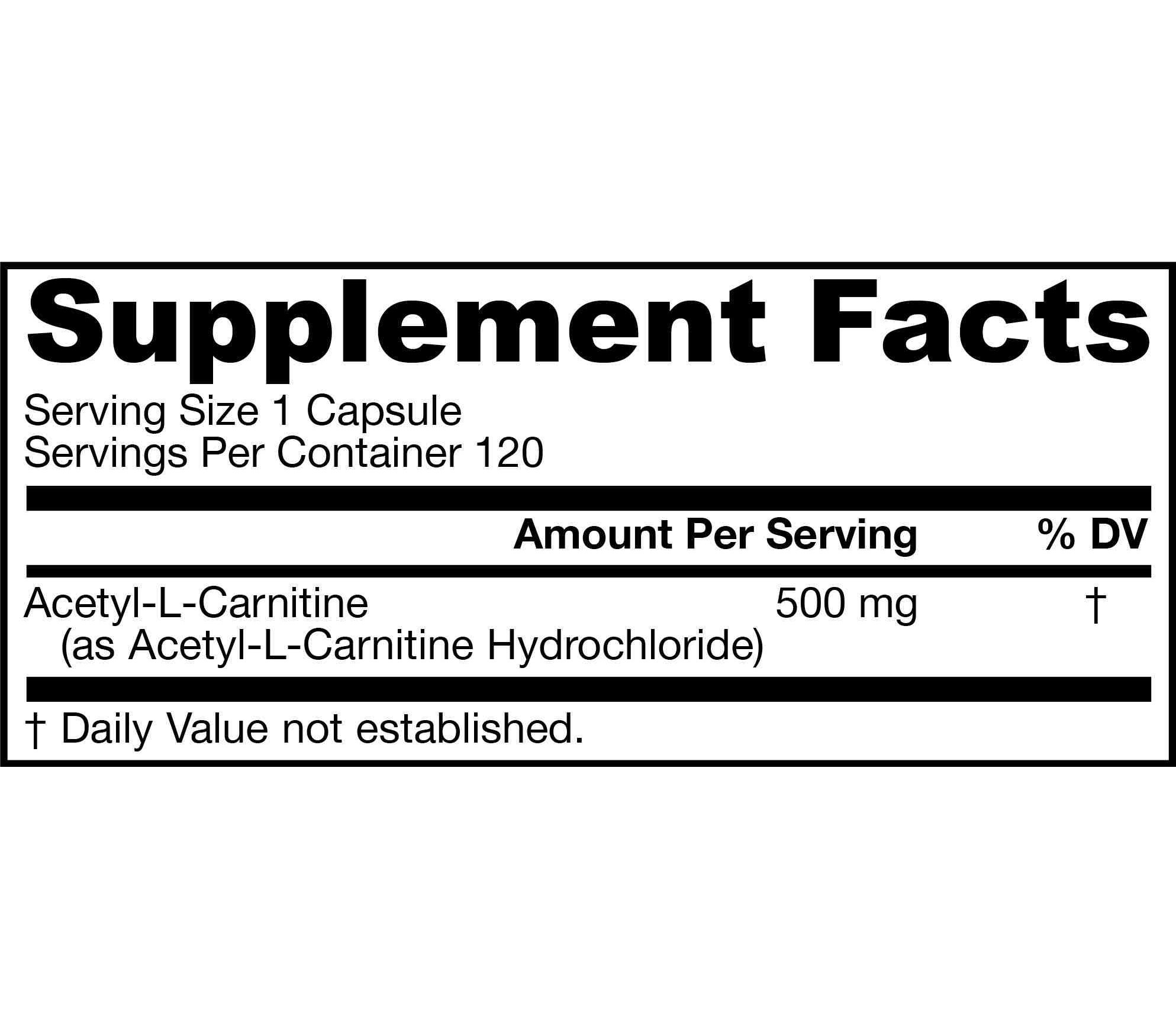 Buy AcetylLcarnitine 500mg 120 capsules the brainspecific