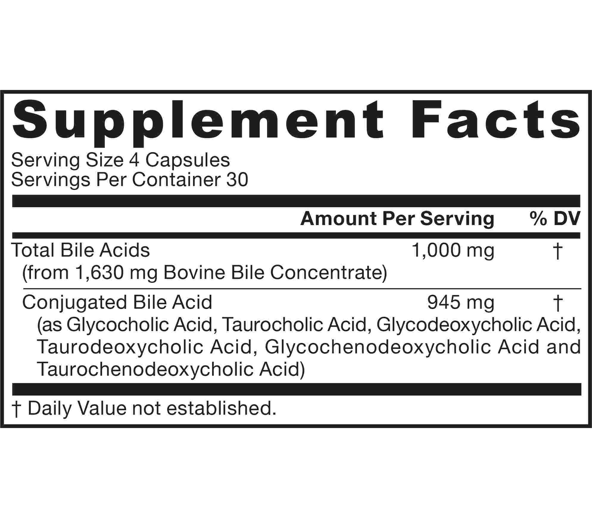 Bile Acid Factors 120 capsules - geconjugeerde en ongeconjugeerde ...