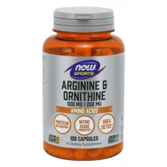 Arginine + Ornithine 100 capsules met vaatverwijdende werking | NOW