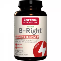 B-Right 100 capsules - best balanced B-vitamin complex with 5MTHF, methyl-B12, P5P and pantethine | Jarrow Formulas