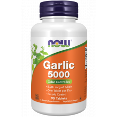 Garlic 5000 90 tablets - natural odor-controlled source of allicin, improves blood flow | NOW