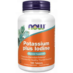 Potassium plus iodine 180 tabletten - kalium en jodium voor een gezonde elektrolietenbalans en een normale schildklierwerking | NOW