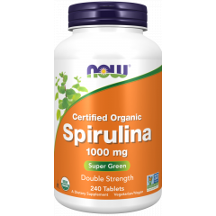 Spirulina Double Strength 1000mg 240 tabletten van biologische herkomst - de multivitamine van Moeder Aarde | NOW