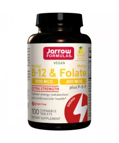 B - Methyl-B12 1mg & MethylFolaat 400mcg + P5P - methylcobalamine en  biofolaat 100 zuigtabletten in biologisch actieve vorm | Jarrow Formulas