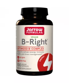 B-Right 100 capsules - best balanced B-vitamin complex with 5MTHF, methyl-B12, P5P and pantethine | Jarrow Formulas
