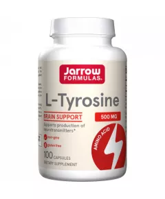 Tyrosine 500mg 100 capsules supports synthesis of neurotransmitters | Jarrow Formulas