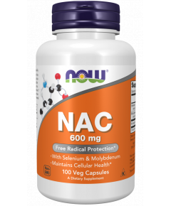 NAC 600mg 100 capsules kleinverpakking - N-acetyl-cysteïne met selenium en molybdeen voor bescherming tegen vrije radicalen | NOW