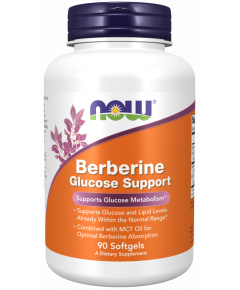 Berberine Glucose Support 90 softgels  - supports glucose and lipid levels | NOW
