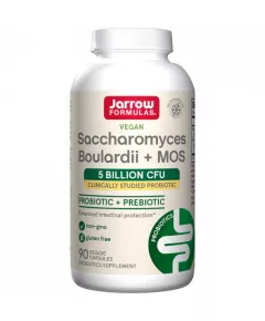 Saccharomyces Boulardii + MOS 5 billion 90 capsules, a probiotic yeast to combat diarrhea  | Jarrow Formulas