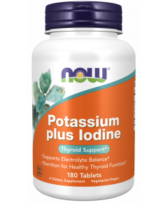 Potassium plus iodine 180 tabletten - kalium en jodium voor een gezonde elektrolietenbalans en een normale schildklierwerking | NOW
