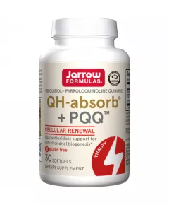 PQQ+Q10 - QH-absorb 100mg + PQQ 10mg 30 softgels - ubiquinol + pyrroloquinoline quinone promotes the creation of new mitochondria | Jarrow Formulas