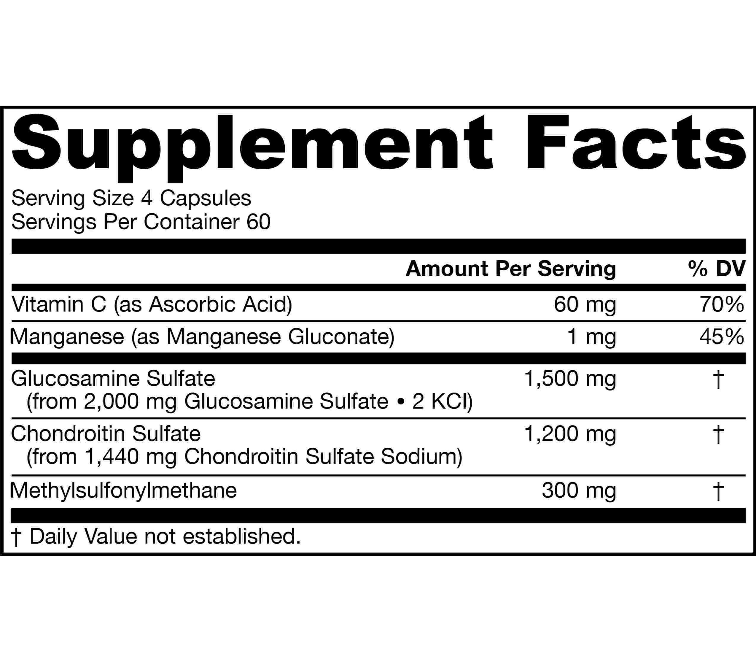 Glucosamine + Chondroitin + MSM 120/240 capsules for optimal joint
