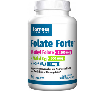 B - Folate Forte - Methyl B12 0,5mg & Methyl Folate 7500mcg 30 tablets | Jarrow Formulas