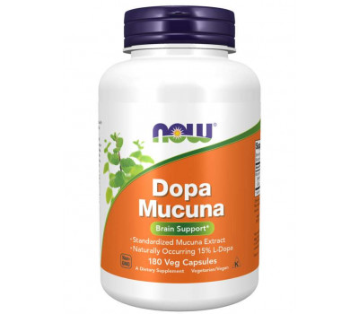 Dopa Mucuna 180 capsules value-size  - Mucuna pruriens raises dopamine levels | NOW