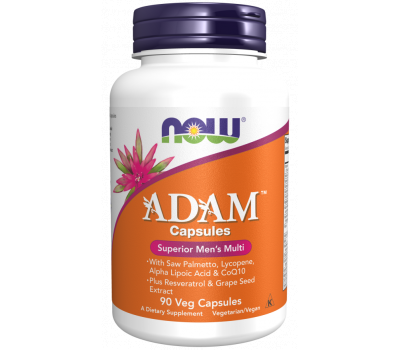 ADAM Men's Multi 90 capsules - men's multivitamin with added saw palmetto, lycopene, alpha lipoic acid, Q10, resveratrol and grapeseed extract | NOW