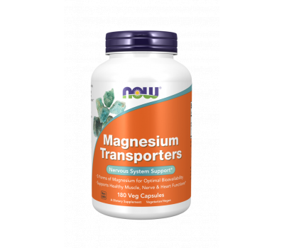 Magnesium Transporters 180 capsules with 5 forms of magnesium for healthy muscle, nerve and heart function | NOW