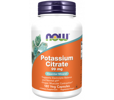 Potassium citrate 99mg 180 capsules for proper muscular contraction | NOW