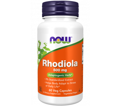 Rhodiola 500mg 60 v-capsules helps body adapt to stress of daily life | NOW