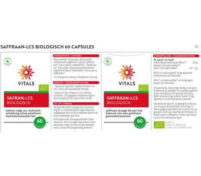 Saffraan-LCS BIO 60 capsules - organic saffron to improve mood | Vitals