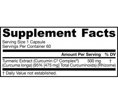 Curcumin 500mg 60 capsules trial-size - turmeric extract | Jarrow Formulas