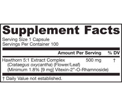 Hawthorn 5:1 concentraat 100 capsules - hagedoorn met 2% vitexine | Jarrow Formulas