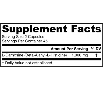 Carnosine 90 capsules - dipeptide alanine-histidine for cellular rejuvenation | Jarrow Formulas