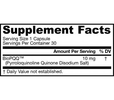 PQQ 10mg 30 capsules - pyrroloquinoline quinone | Jarrow Formulas
