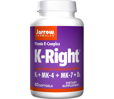 D+K - K-Right 60 softgels - K1 + MK-4 + MK-7 + D3 - geoptimaliseerd vitamine K-complex | Jarrow Formulas