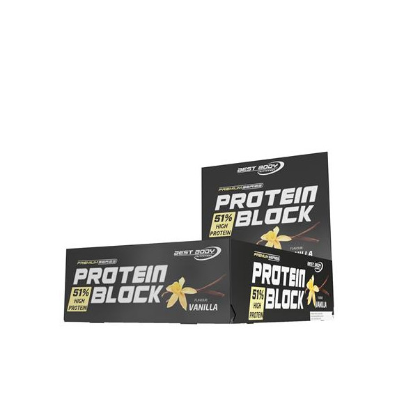 Protein Block 90g - 15 lekkere eiwitrepen met 45 gram eiwit vanillesmaak | Best Body