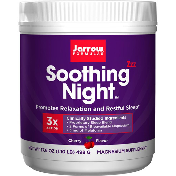 Soothing Night powder for restful sleep - magnesium, potassium, glycine, GABA, lemon balm and 3mg melatonin | Jarrow Formulas