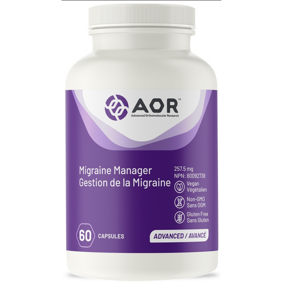 Migraine Manager 60 capsules - vinpocetine, rozemarijn, moederkruid en magnesium voorkomt en behandelt migraines | AOR