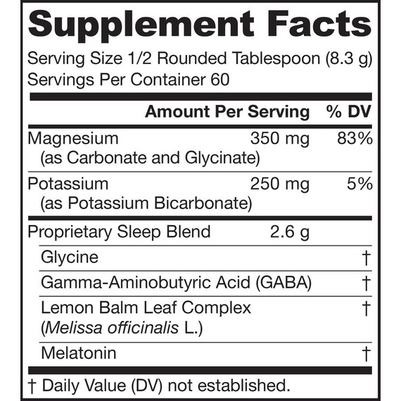 Soothing Night powder for restful sleep - magnesium, potassium, glycine, GABA, lemon balm and 3mg melatonin | Jarrow Formulas