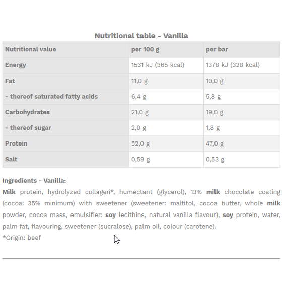Protein Block 90g - 15 lekkere eiwitrepen met 45 gram eiwit in vanillesmaak | Best Body
