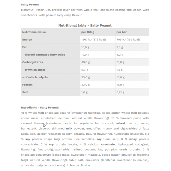 Crunchy Protein Bar 45g - 12 knapperige eiwitrepen met heerlijk laagje chocolade - gezouten pinda's | Mammut Nutrition