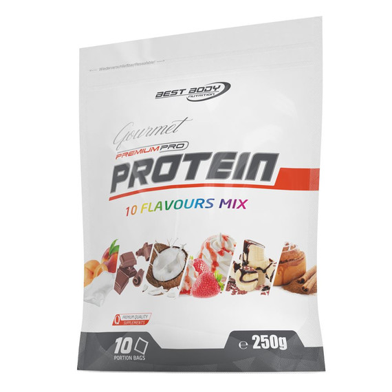 Gourmet Premium Pro Protein Mixed Bag - sachets with a matrix of casein, whey & egg protein in 10 delicious flavours | Best Body