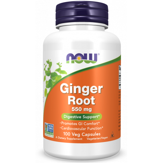 Ginger Root 550mg 100 capsules supports digestion | NOW NOW Foods