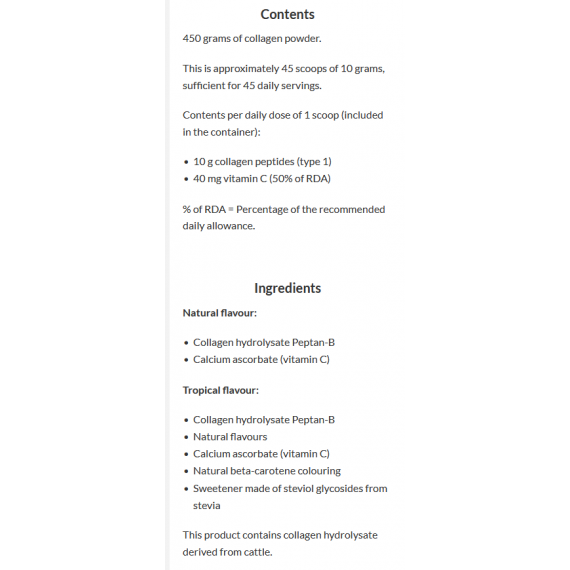 Collagen 450 gram - bovine collagen peptides with vitamin C | Power Supplements