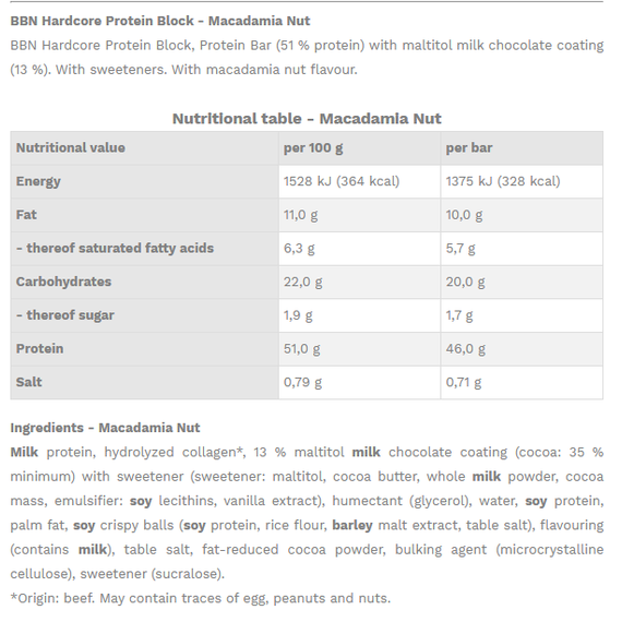 Protein Block 90g - 15 lekkere eiwitrepen met 45 gram eiwit in macadamia-nootsmaak | Best Body