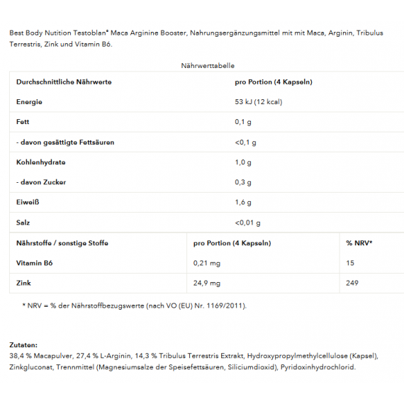 Maca Arginine Testobolan Booster  - trainingsbooster met maca, tribulus en arginine | Best Body