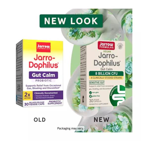 Jarro-Dophilus Gut Calm 30 capsules - een combinatie van Saccharomyces boulardii en Lactiplantibacillus plantarum om onrustige darmen te kalmeren | Jarrow Formulas