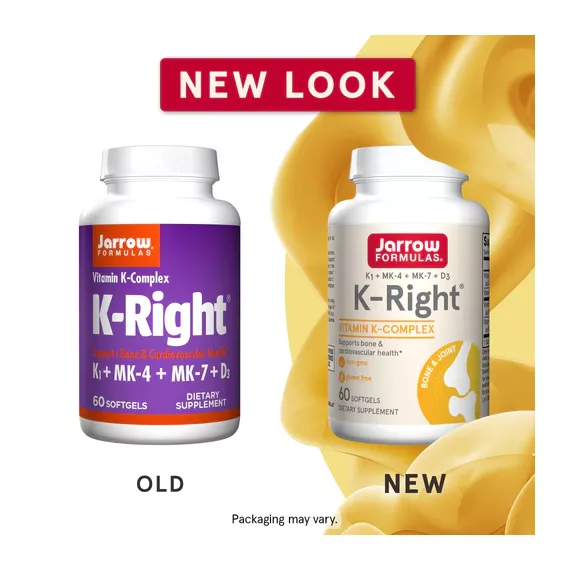 K-Right 60 softgels  - K1 + MK-4 + MK-7 + D3 - geoptimaliseerd vitamine K-complex voor sterke botten | Jarrow Formulas
