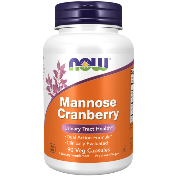 Cranberry+Mannose 90 capsules, a dual action formula for urinary tract health | NOW Foods