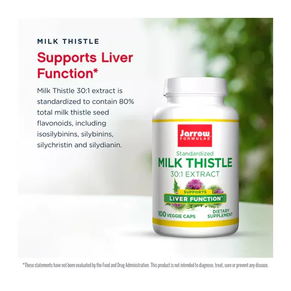 Milk Thistle Silymarin 80% 200 capsules grootverpakking - mariadistel ondersteunt de leverfunctie | Jarrow Formulas