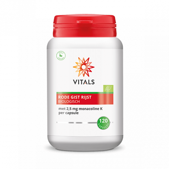 Rode Gist Rijst Biologisch 120 capsules - rode gefermenteerde rijst met 2,5mg monacoline-K | Vitals